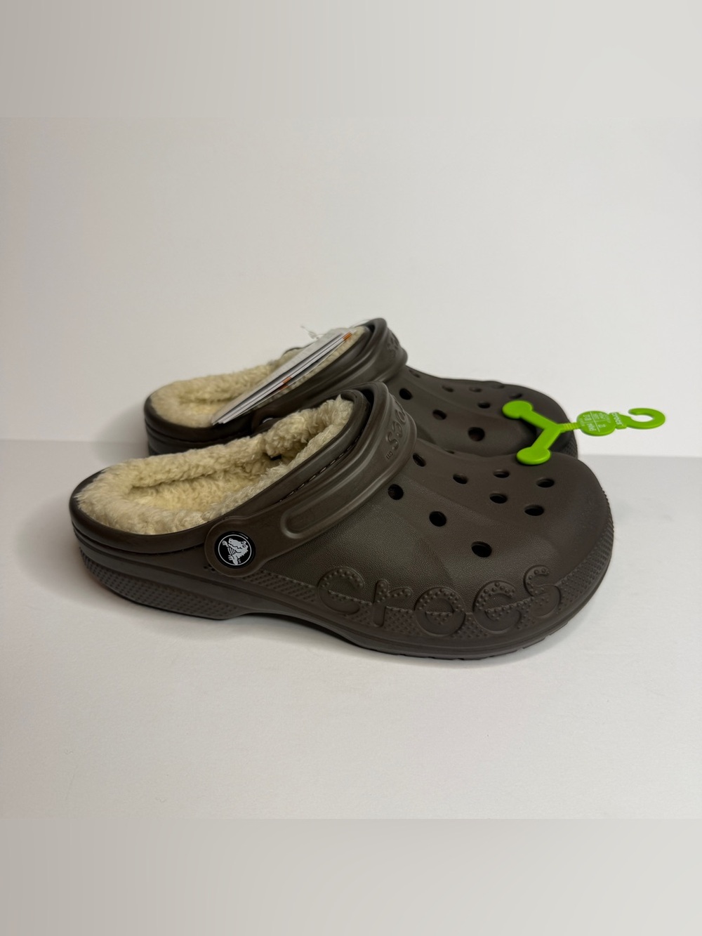 NWT Crocs Baya Lined Clog Espresso Brown Mens 5 Womens 7 Faux Fur 205969-206